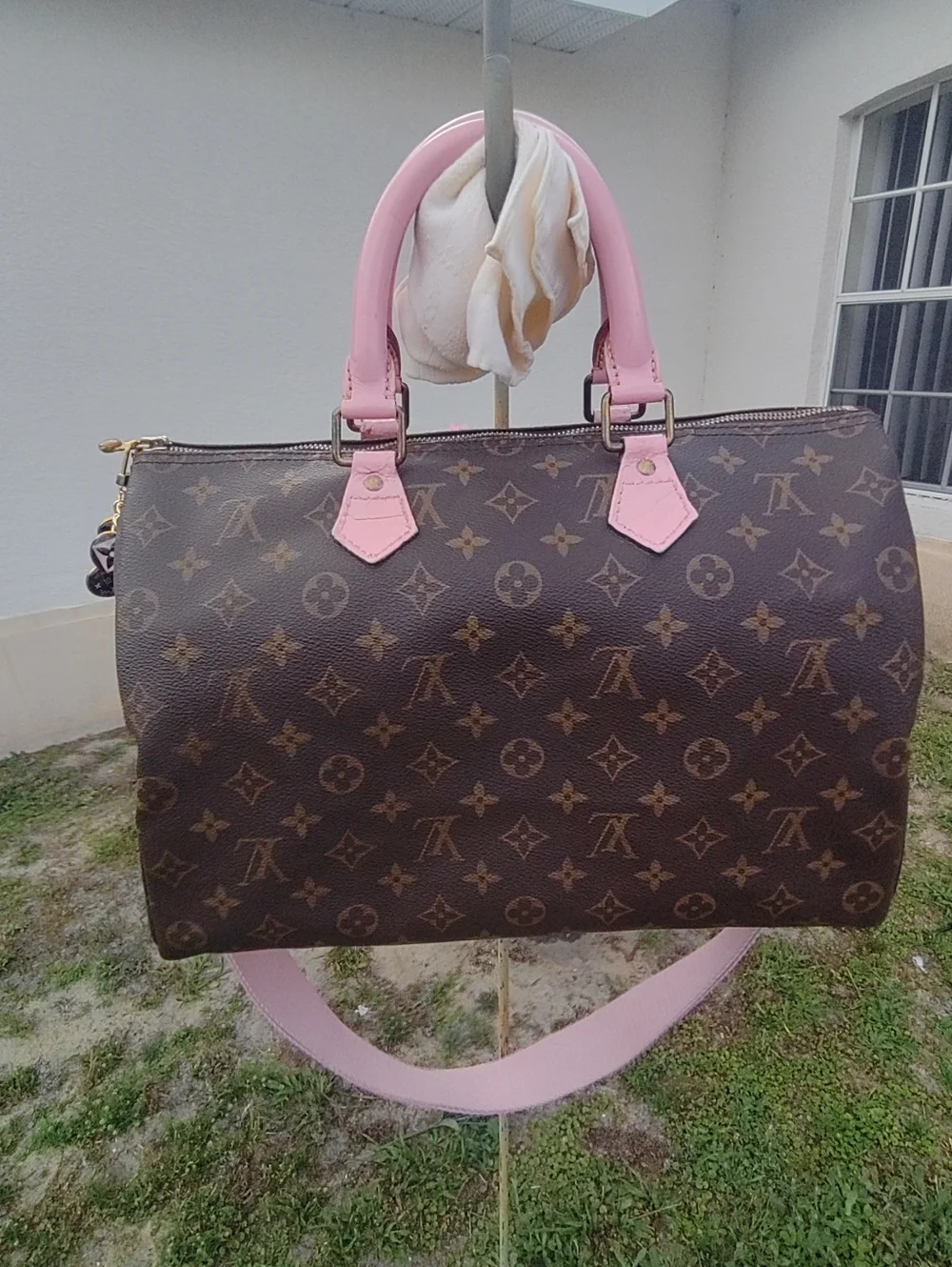 Louis Vuitton Speedy 35 Converted To Bandolier -Pink &Black - Picture 3 of 16